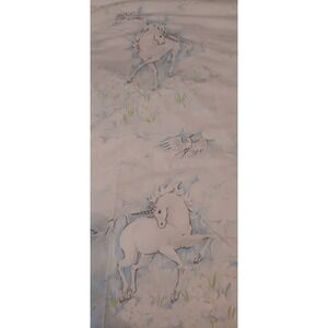 VTG 1980 Fantasy Unicorn Bibb Co Phantasia TWIN Flat Sheet Pillowcase Kidcore